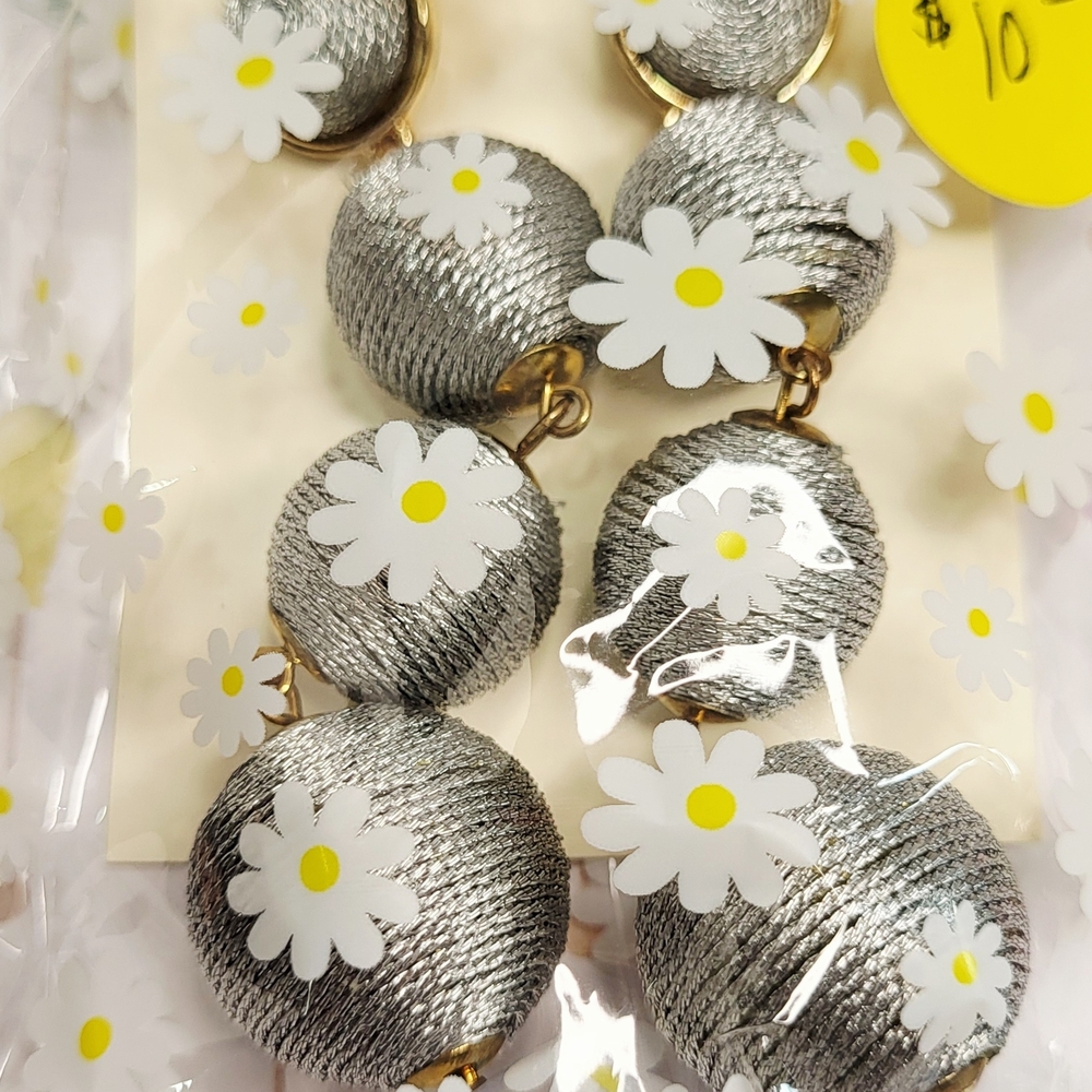 Elegant Silver Ball Drop Earrings with Gold Accents